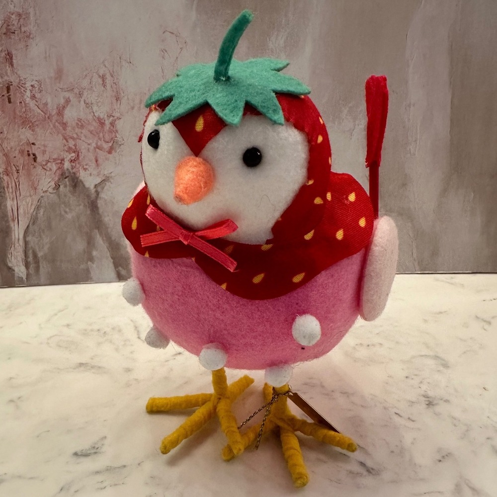 Target Spritz Easter Bird Poppy Strawberry Pink Red Felt Figurine Spring Decor